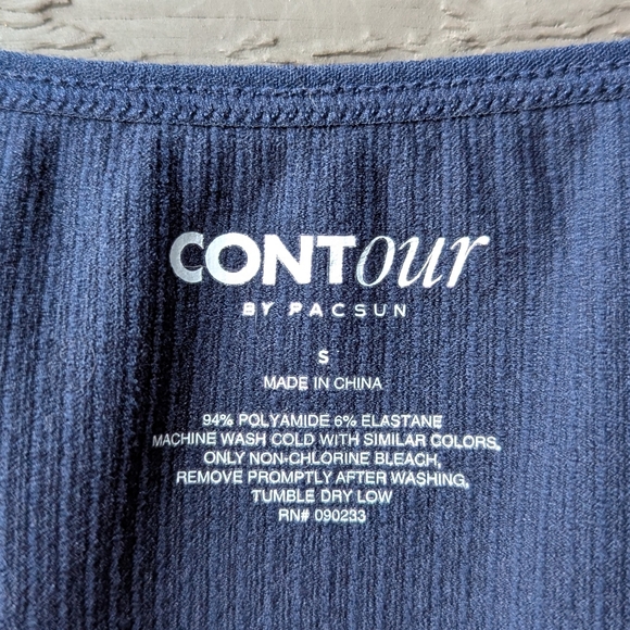 NWOT Contour by PacSun Navy Blue Ribbed Scoop Snap Front Crop Top Bralette Small - Picture 2 of 4